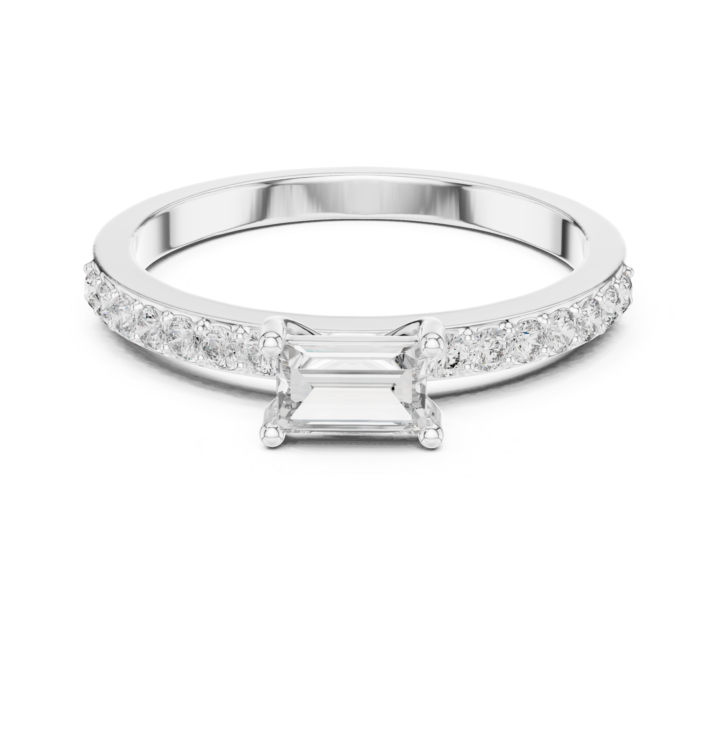 0.56 CT Baguette Cut Diamond Hidden Halo Engagement Ring