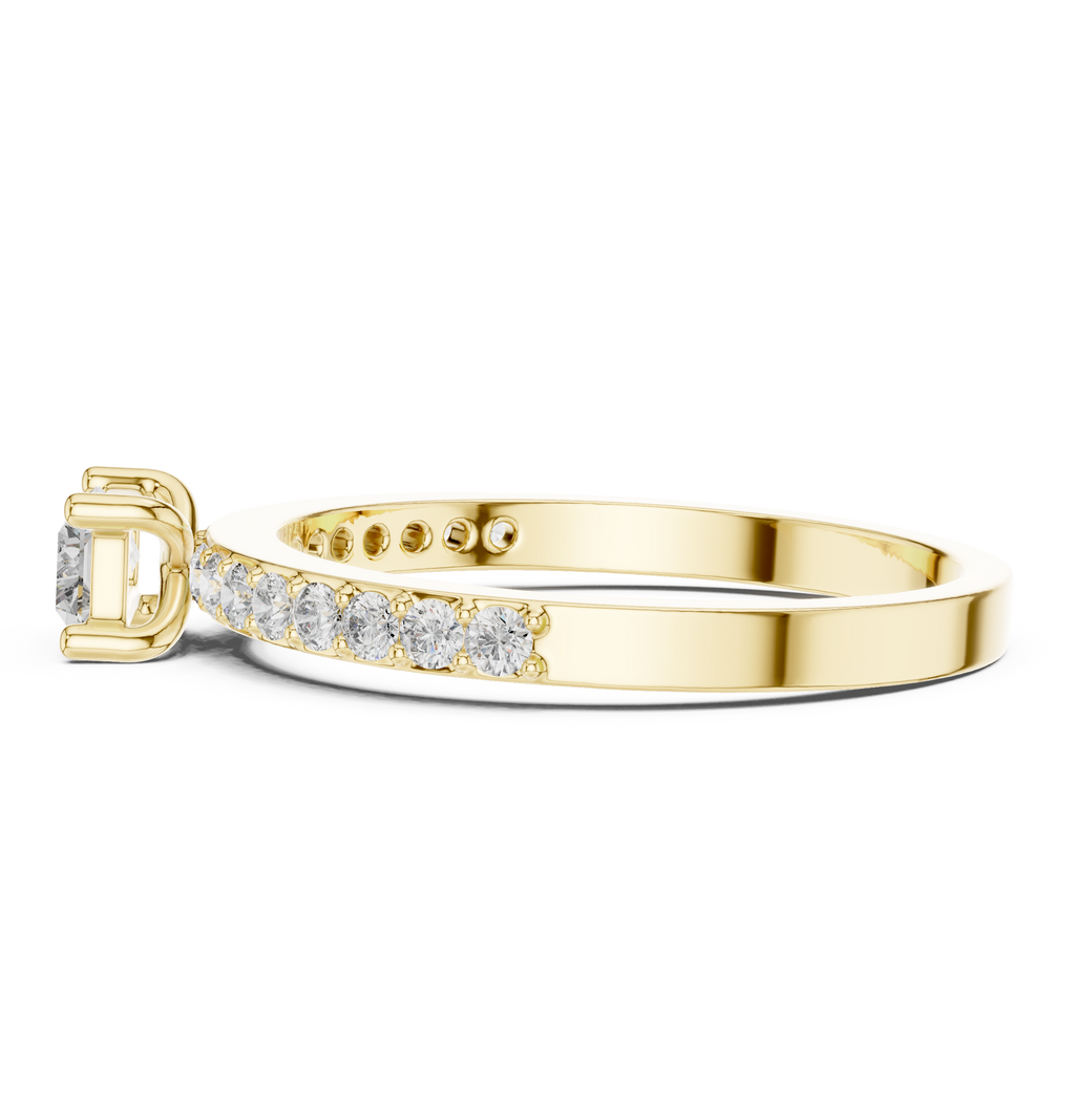 0.56 CT Baguette Cut Diamond Hidden Halo Engagement Ring