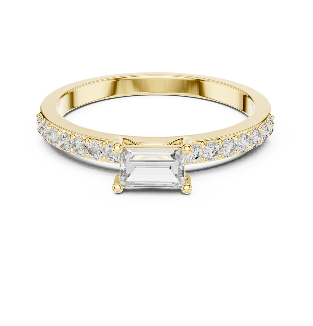 0.56 CT Baguette Cut Diamond Hidden Halo Engagement Ring