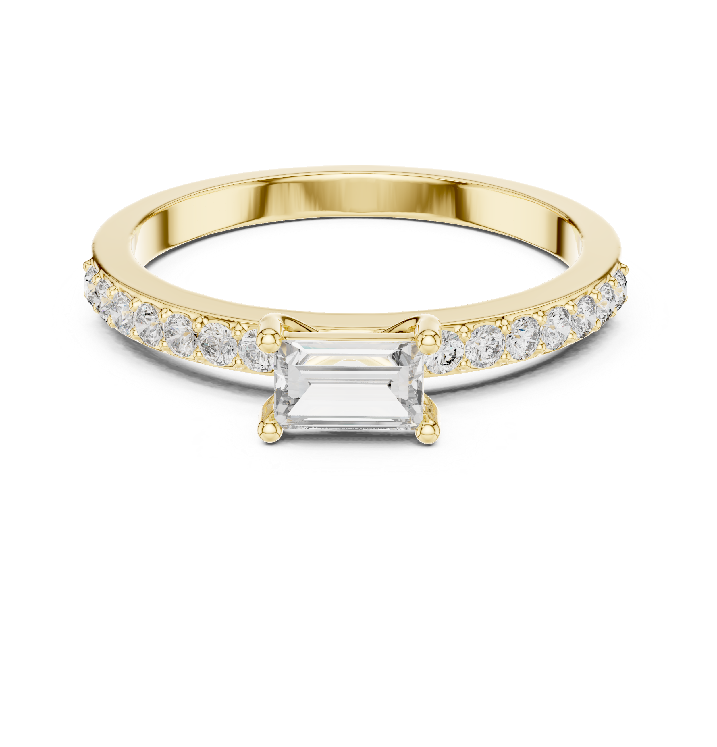0.56 CT Baguette Cut Diamond Hidden Halo Engagement Ring
