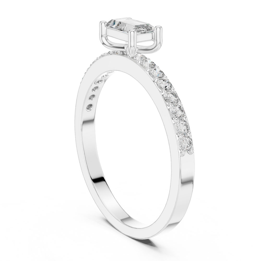 0.56 CT Baguette Cut Diamond Hidden Halo Engagement Ring