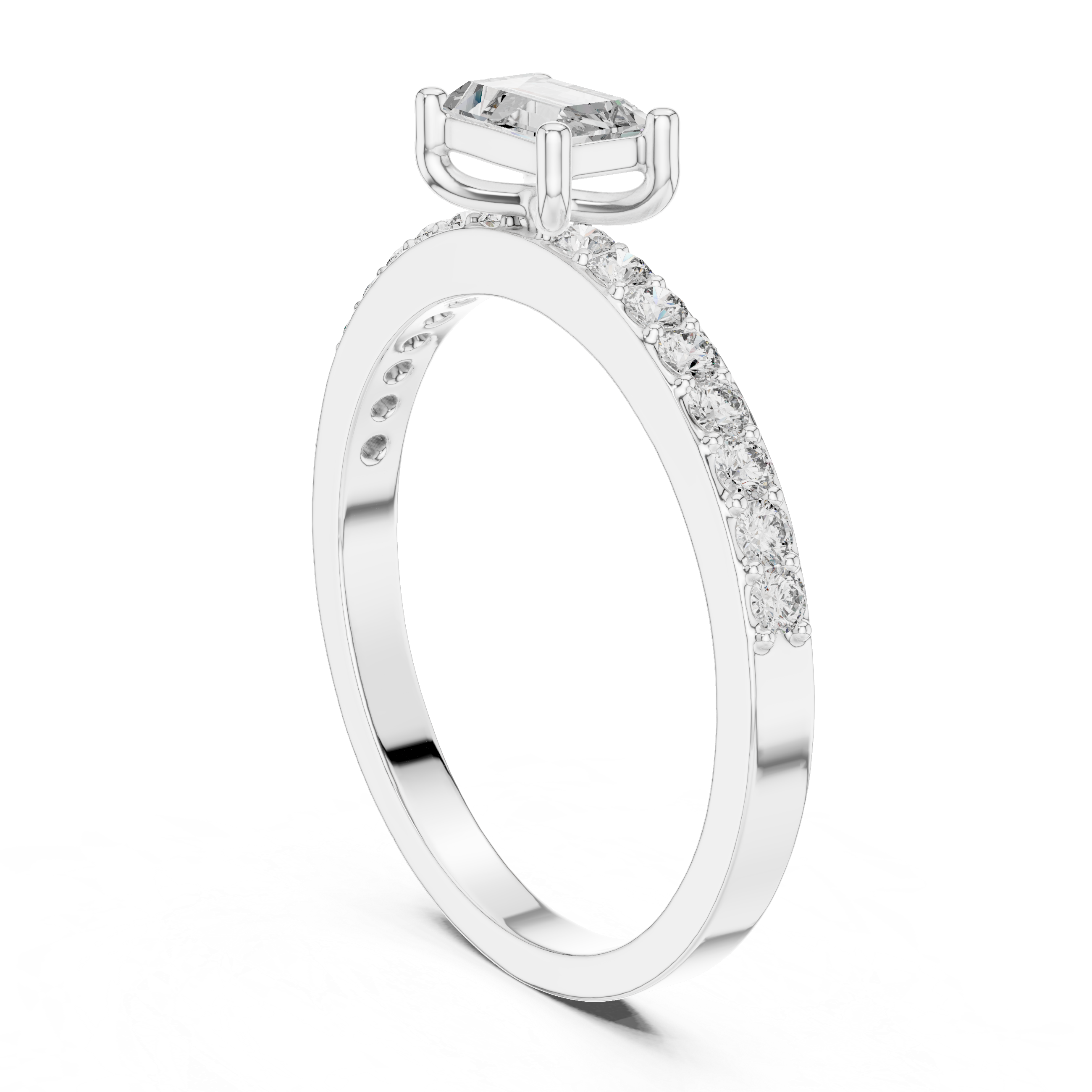 0.56 CT Baguette Cut Diamond Hidden Halo Engagement Ring