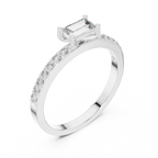 0.56 CT Baguette Cut Diamond Hidden Halo Engagement Ring