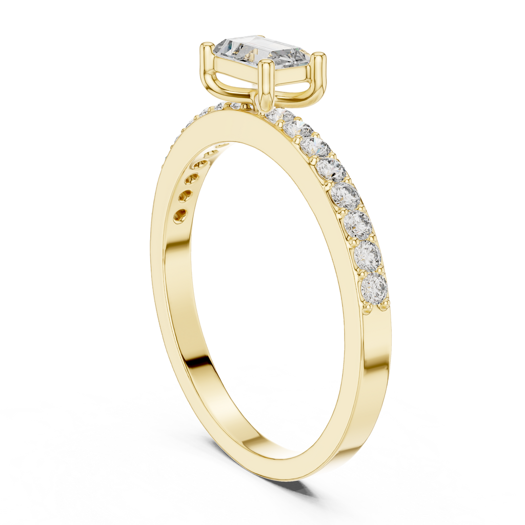 0.56 CT Baguette Cut Diamond Hidden Halo Engagement Ring
