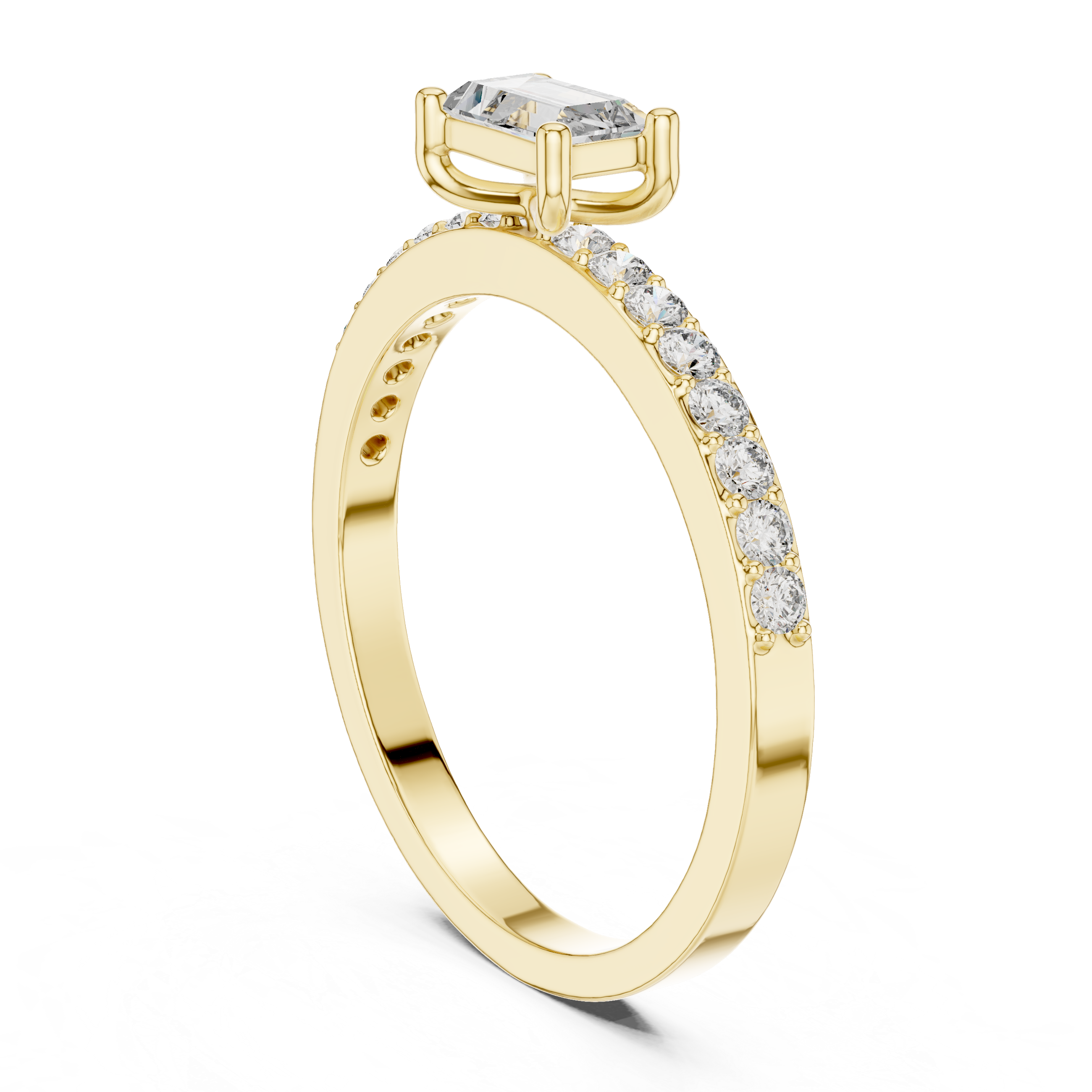 0.56 CT Baguette Cut Diamond Hidden Halo Engagement Ring