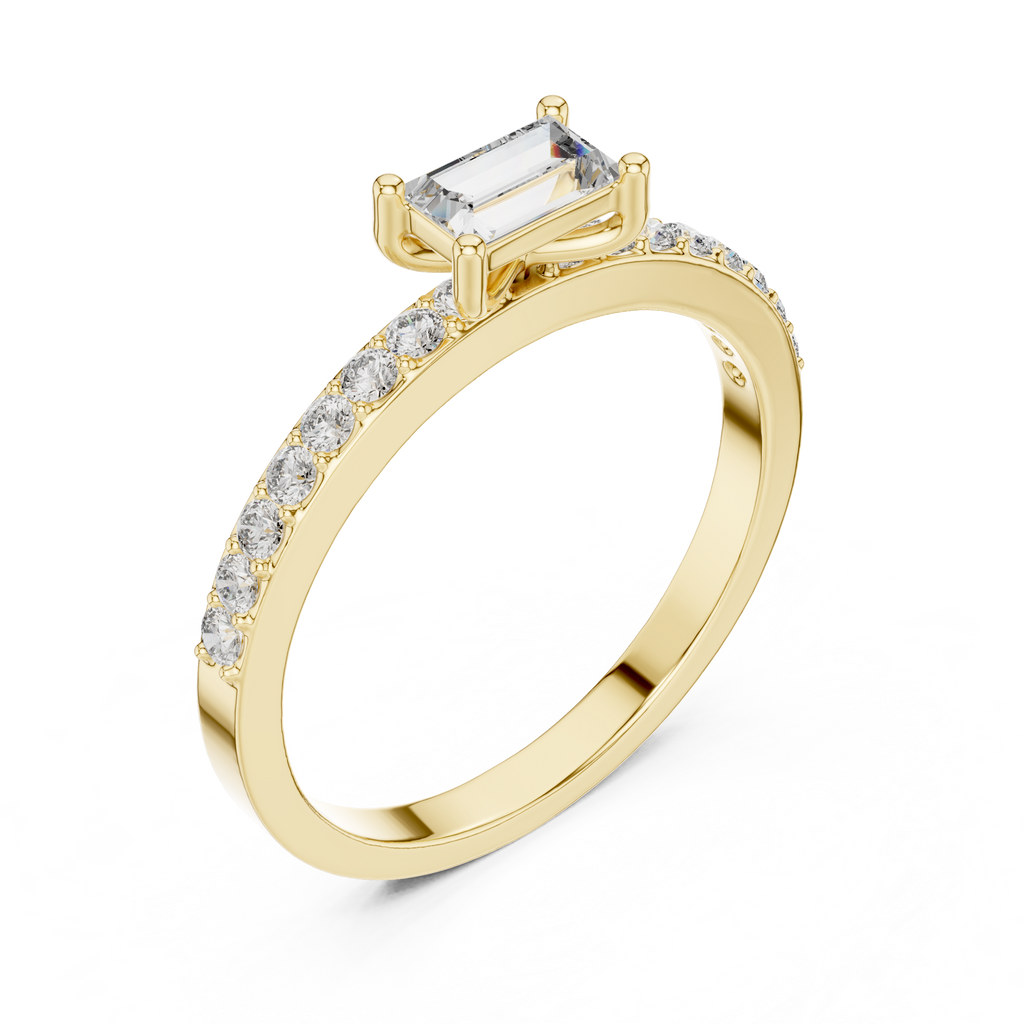 0.56 CT Baguette Cut Diamond Hidden Halo Engagement Ring