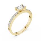 0.56 CT Baguette Cut Diamond Hidden Halo Engagement Ring