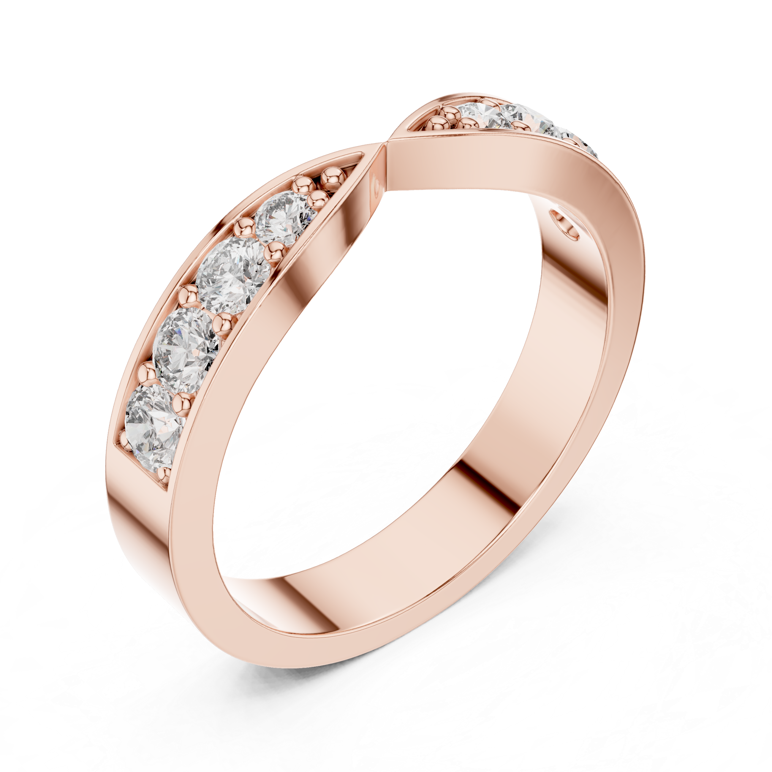 0.45 CT Multi-Stone Pavé Twist Wedding Band Ring