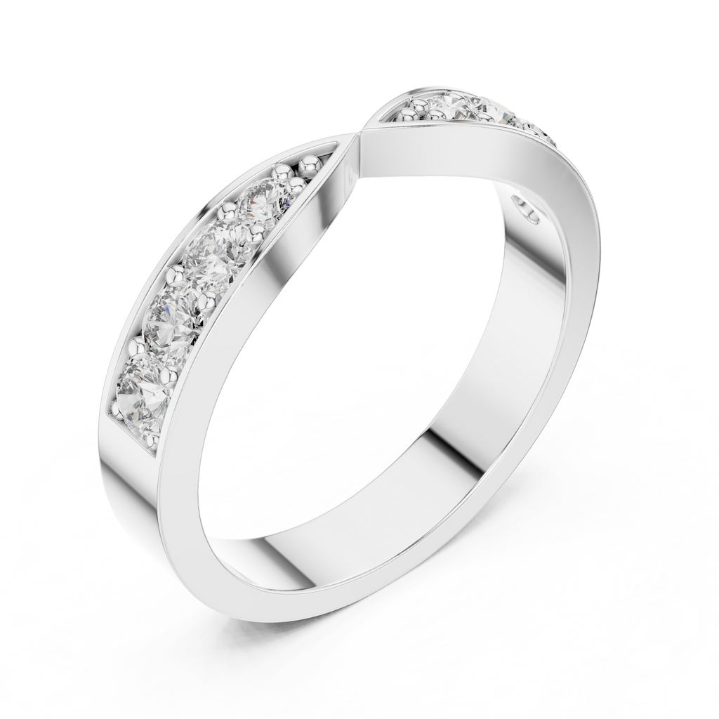 0.45 CT Multi-Stone Pavé Twist Wedding Band Ring