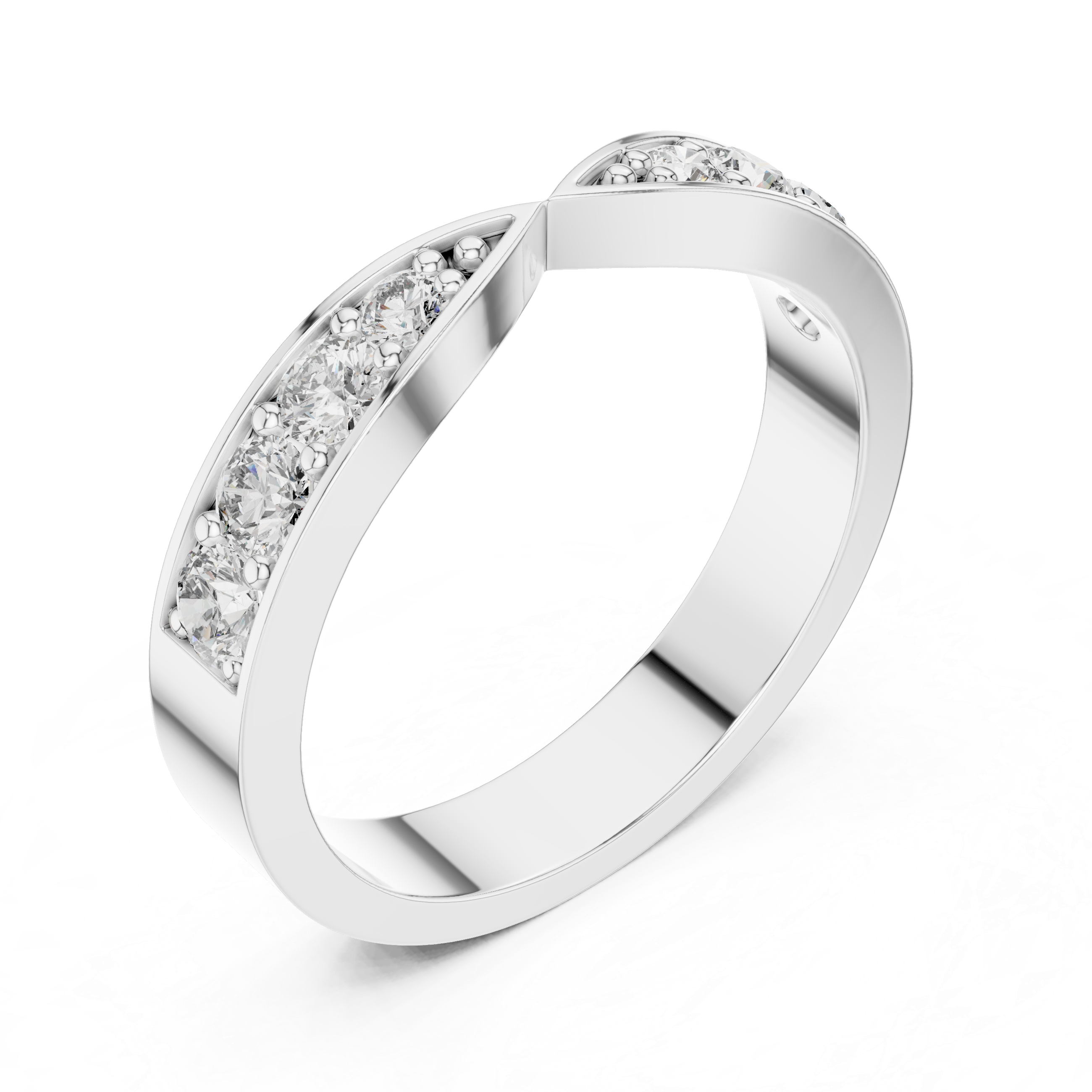 0.45 CT Multi-Stone Pavé Twist Wedding Band Ring