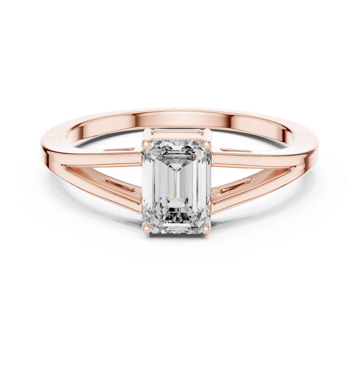 Emerald Cut Solitaire Cathedral Engagement Ring – view 5 of 12, lab grown diamond ring | Jewelix Atelier