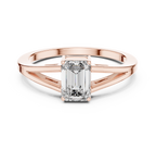 0.70 CT Emerald Cut Solitaire Cathedral Engagement Ring