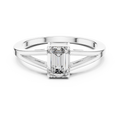 0.70 CT Emerald Cut Solitaire Cathedral Engagement Ring