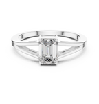 0.70 CT Emerald Cut Solitaire Cathedral Engagement Ring