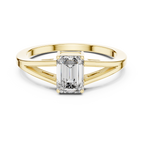 0.70 CT Emerald Cut Solitaire Cathedral Engagement Ring