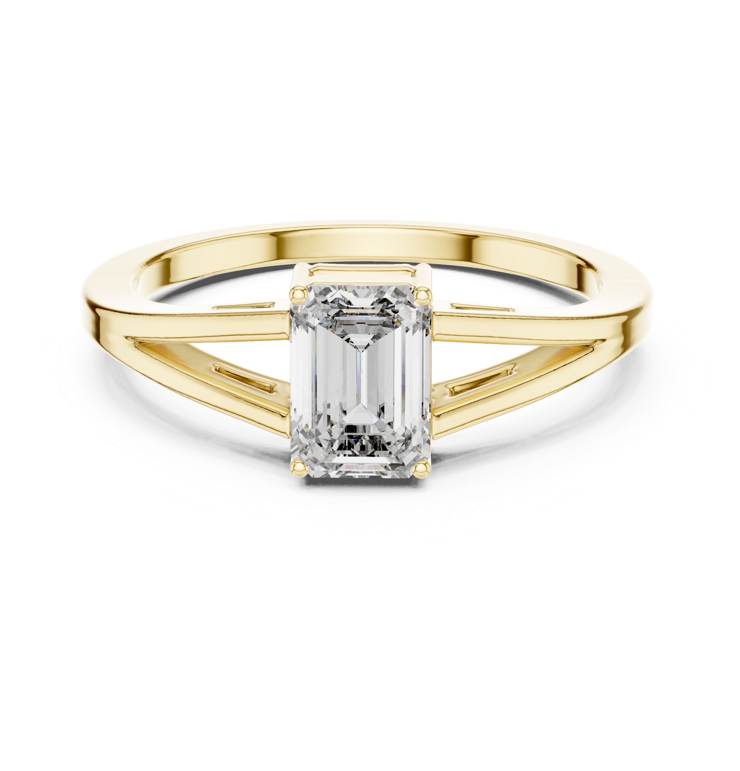 0.70 CT Emerald Cut Solitaire Cathedral Engagement Ring