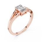 0.70 CT Emerald Cut Solitaire Cathedral Engagement Ring