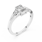 0.70 CT Emerald Cut Solitaire Cathedral Engagement Ring