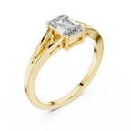 0.70 CT Emerald Cut Solitaire Cathedral Engagement Ring