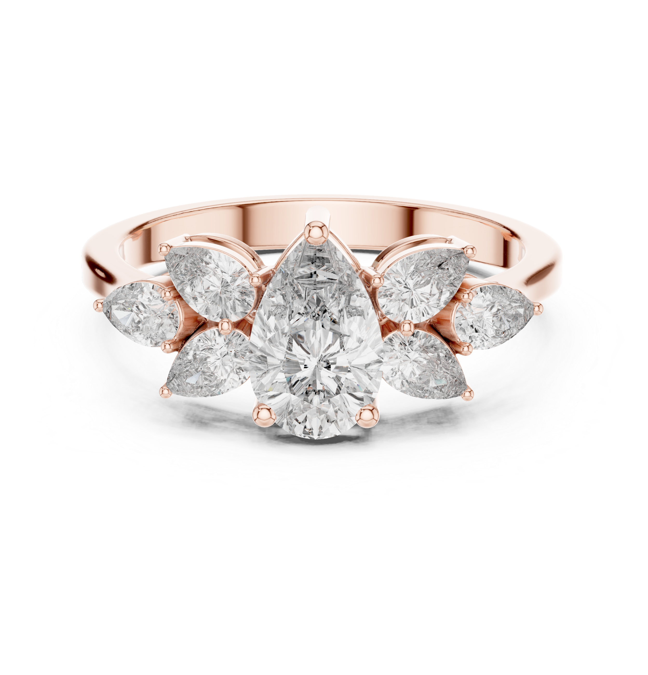 1.31 CT Pear Cut Diamond Floral Cluster Engagement Ring