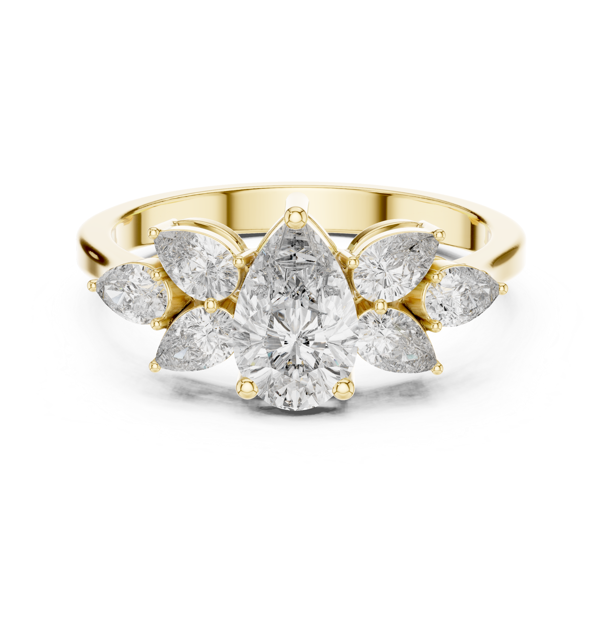 1.31 CT Pear Cut Diamond Floral Cluster Engagement Ring