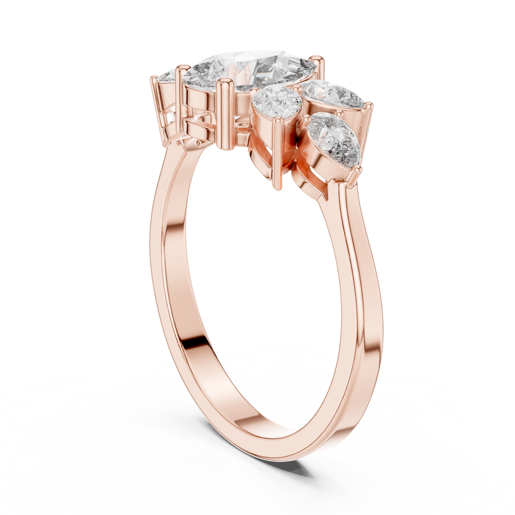 1.31 CT Pear Cut Diamond Floral Cluster Engagement Ring