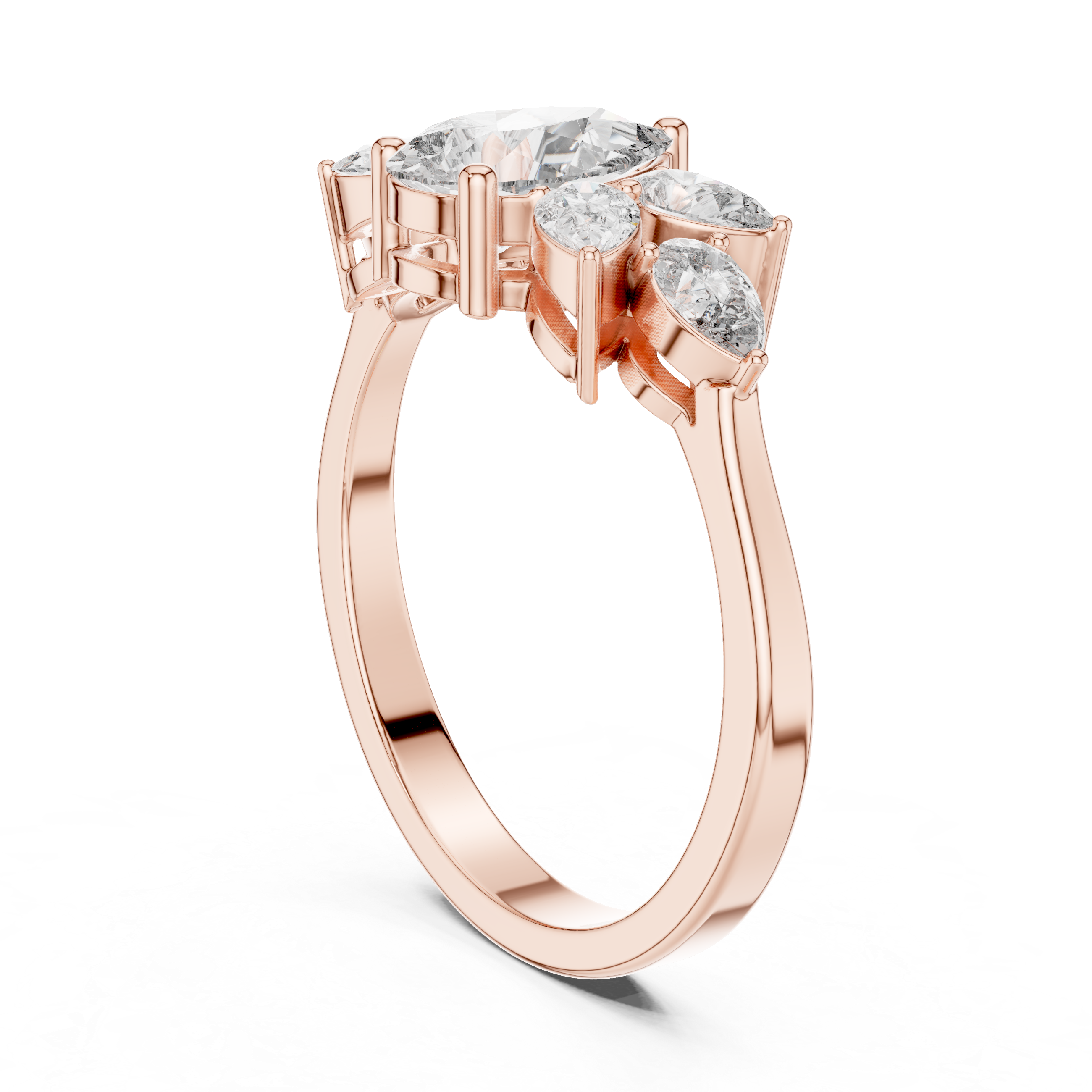 1.31 CT Pear Cut Diamond Floral Cluster Engagement Ring
