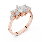 1.31 CT Pear Cut Diamond Floral Cluster Engagement Ring