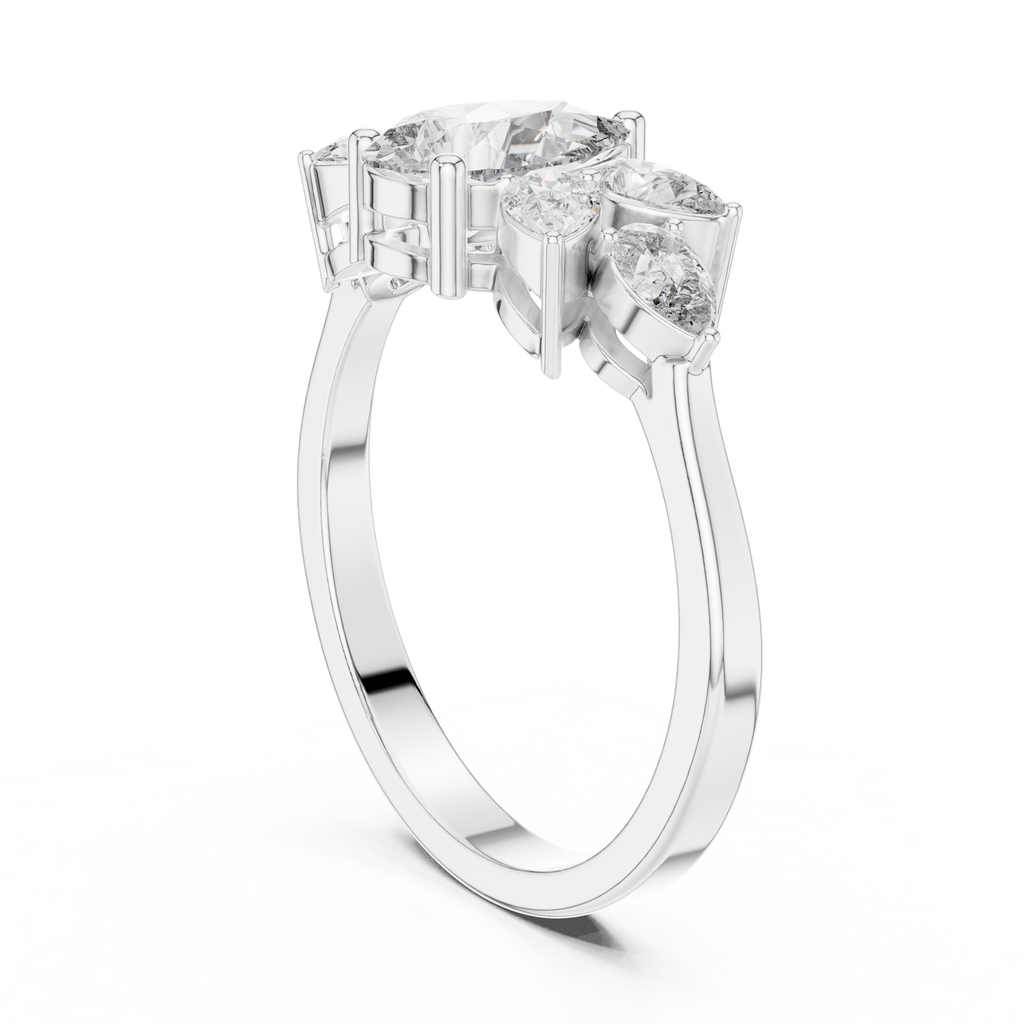 1.31 CT Pear Cut Diamond Floral Cluster Engagement Ring