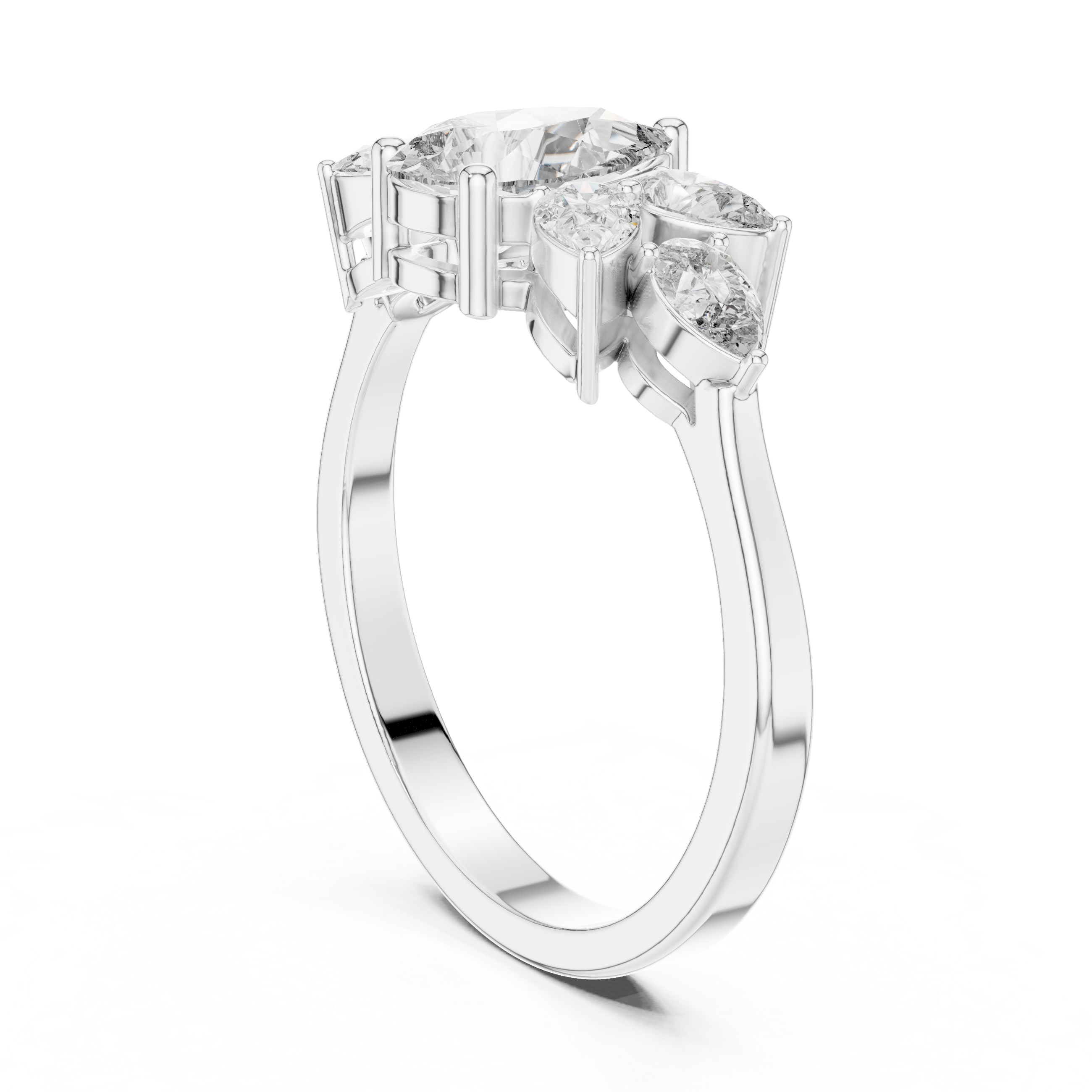 1.31 CT Pear Cut Diamond Floral Cluster Engagement Ring