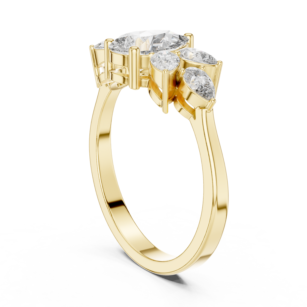 1.31 CT Pear Cut Diamond Floral Cluster Engagement Ring