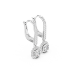 Asscher Cut Diamond Halo Drop Earrings