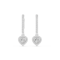 Heart Cut Diamond Halo Drop Earrings