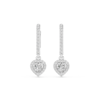 Heart Cut Diamond Halo Drop Earrings