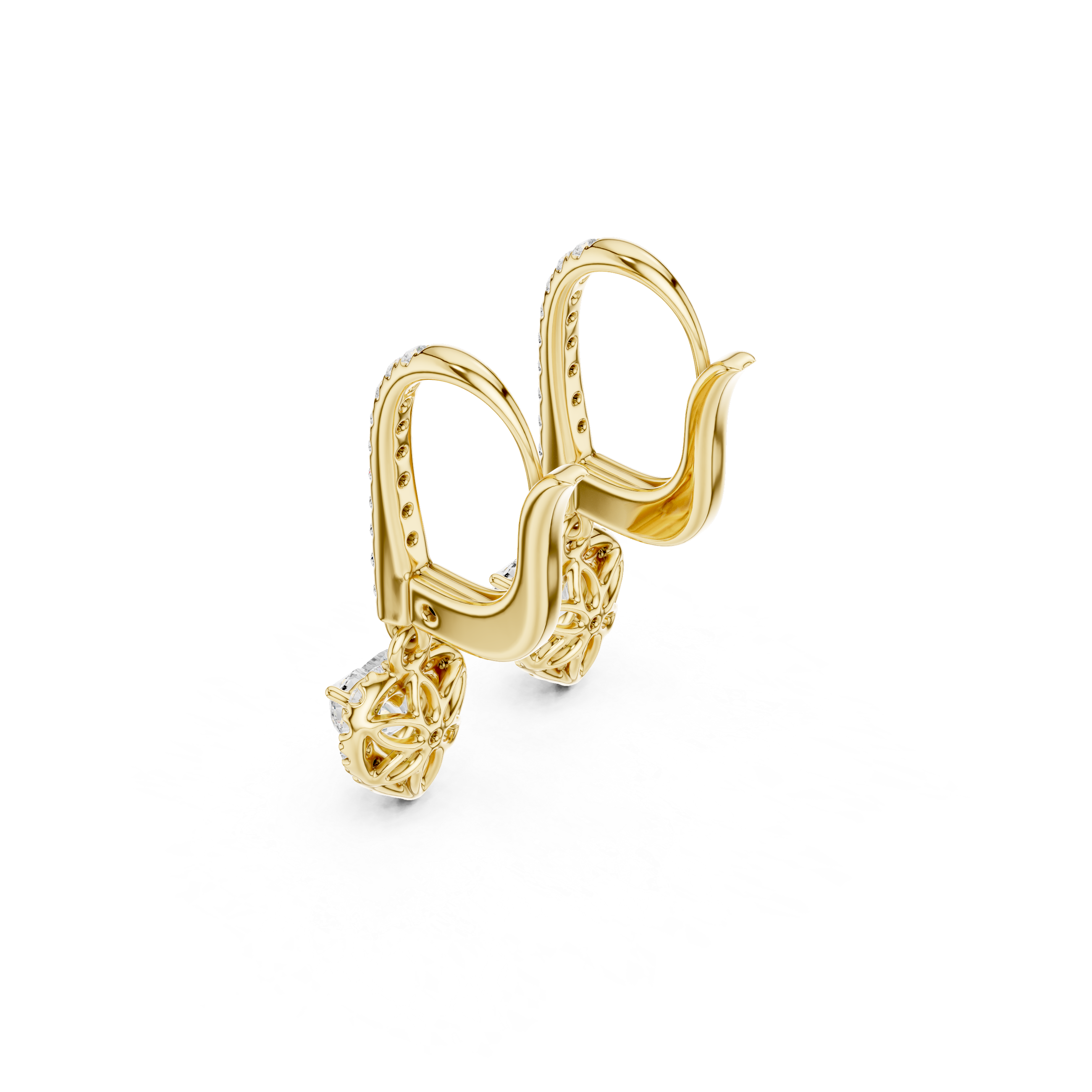 Heart Cut Diamond Halo Drop Earrings