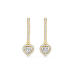 Heart Cut Diamond Halo Drop Earrings