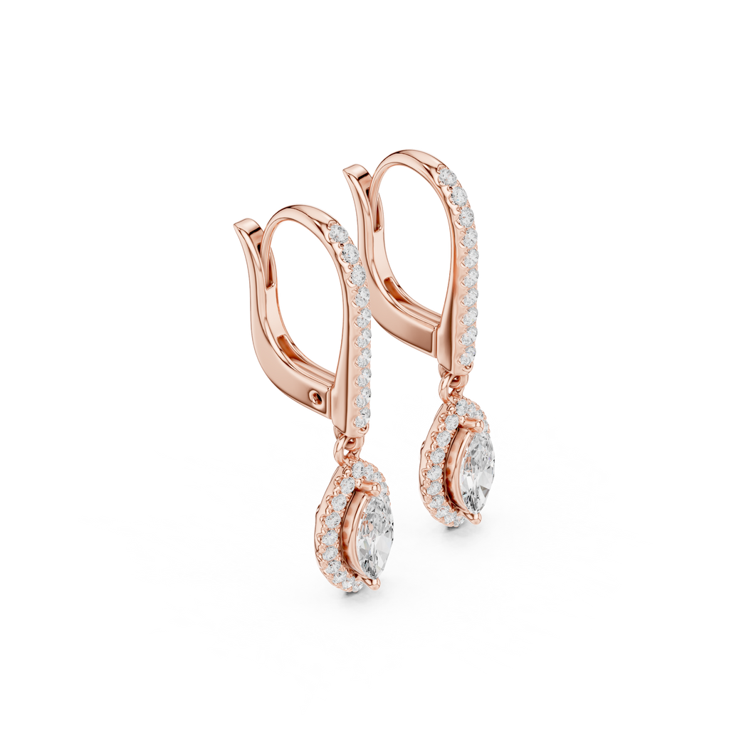 Marquise Cut Diamond Halo Drop Earrings