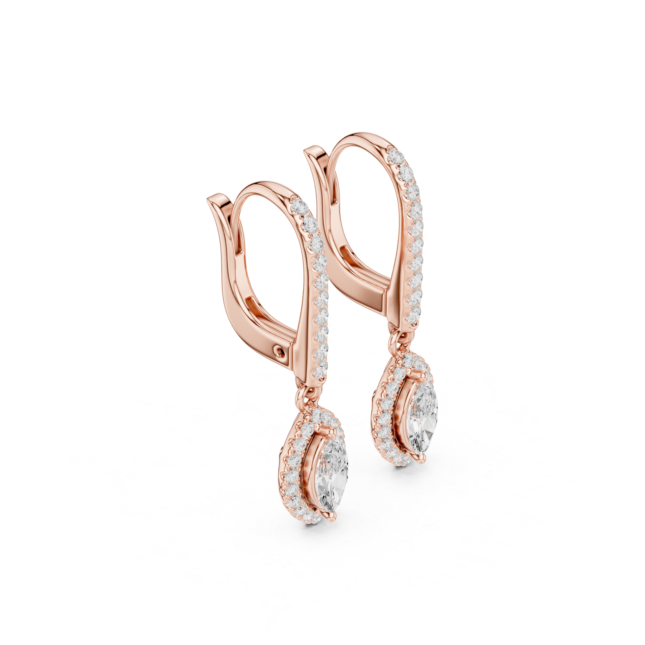 Marquise Cut Diamond Halo Drop Earrings