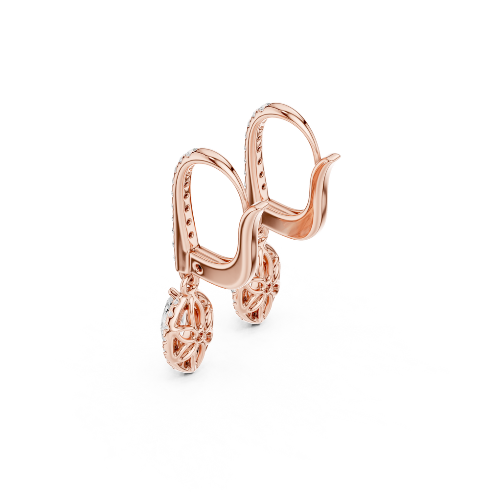 Marquise Cut Diamond Halo Drop Earrings