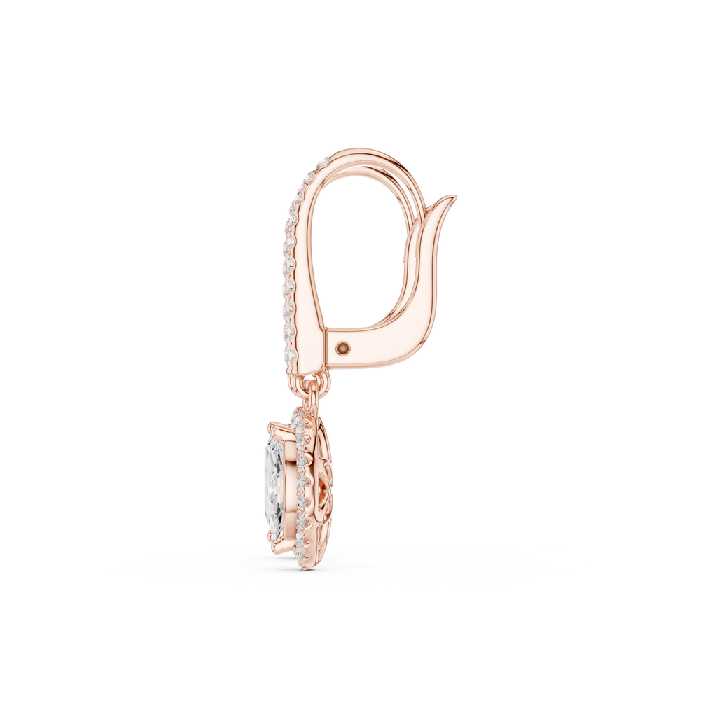 Marquise Cut Diamond Halo Drop Earrings