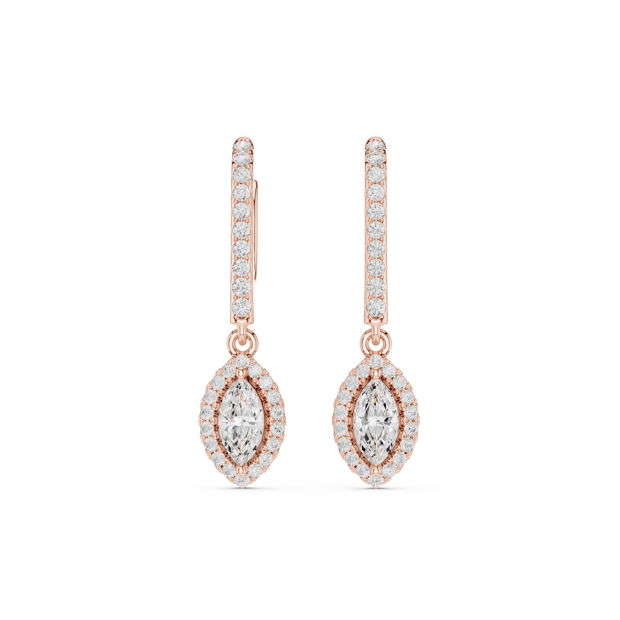 Marquise Cut Diamond Halo Drop Earrings