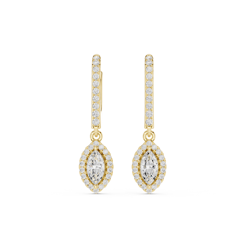 Marquise Cut Diamond Halo Drop Earrings