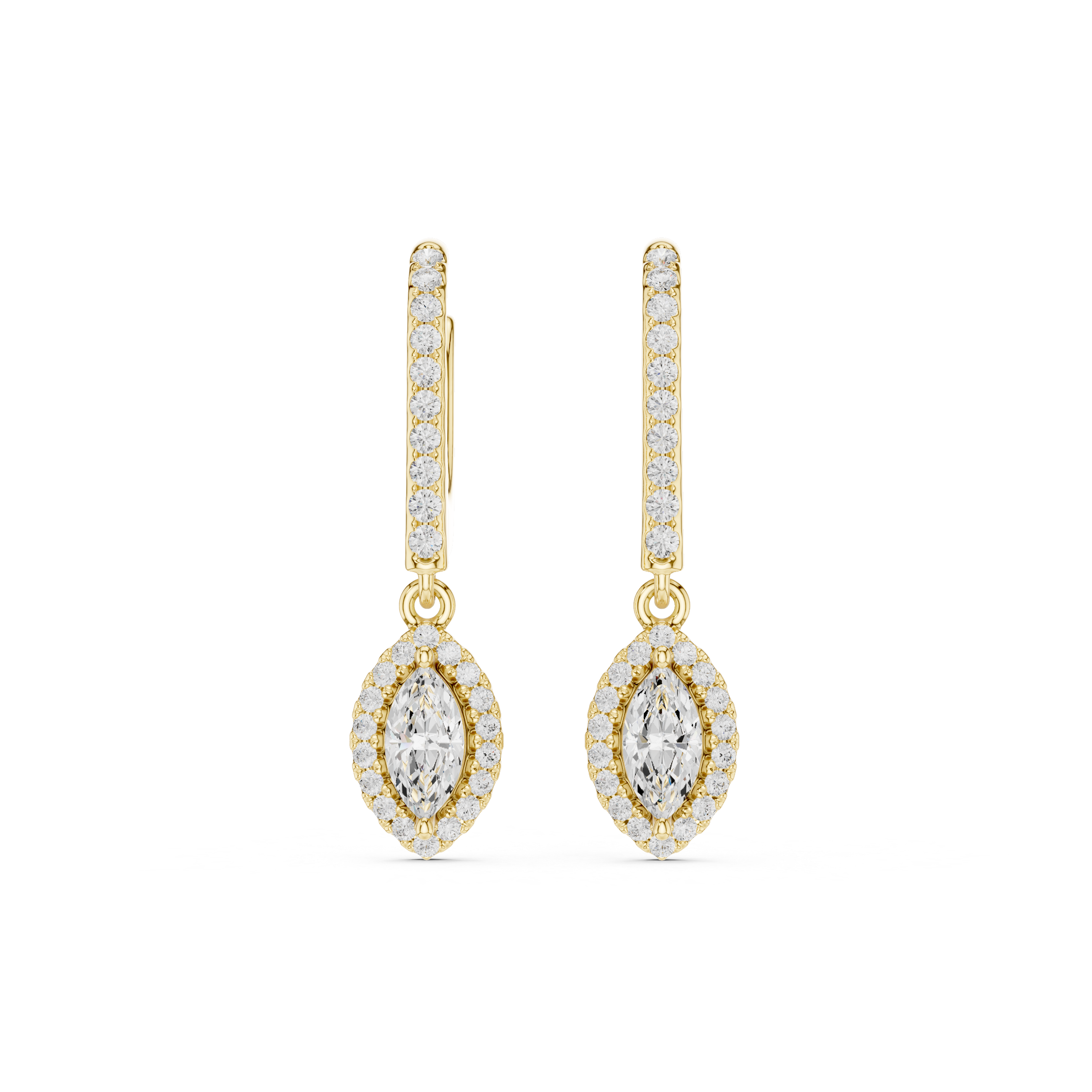 Marquise Cut Diamond Halo Drop Earrings