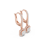 Princess Cut Diamond Halo Drop Earrings