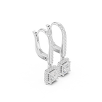 Princess Cut Diamond Halo Drop Earrings