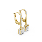 Princess Cut Diamond Halo Drop Earrings