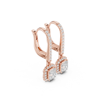 Radiant Cut Diamond Halo Drop Earrings