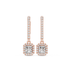 Radiant Cut Diamond Halo Drop Earrings