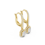 Radiant Cut Diamond Halo Drop Earrings
