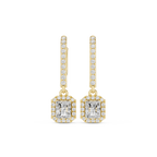 Radiant Cut Diamond Halo Drop Earrings